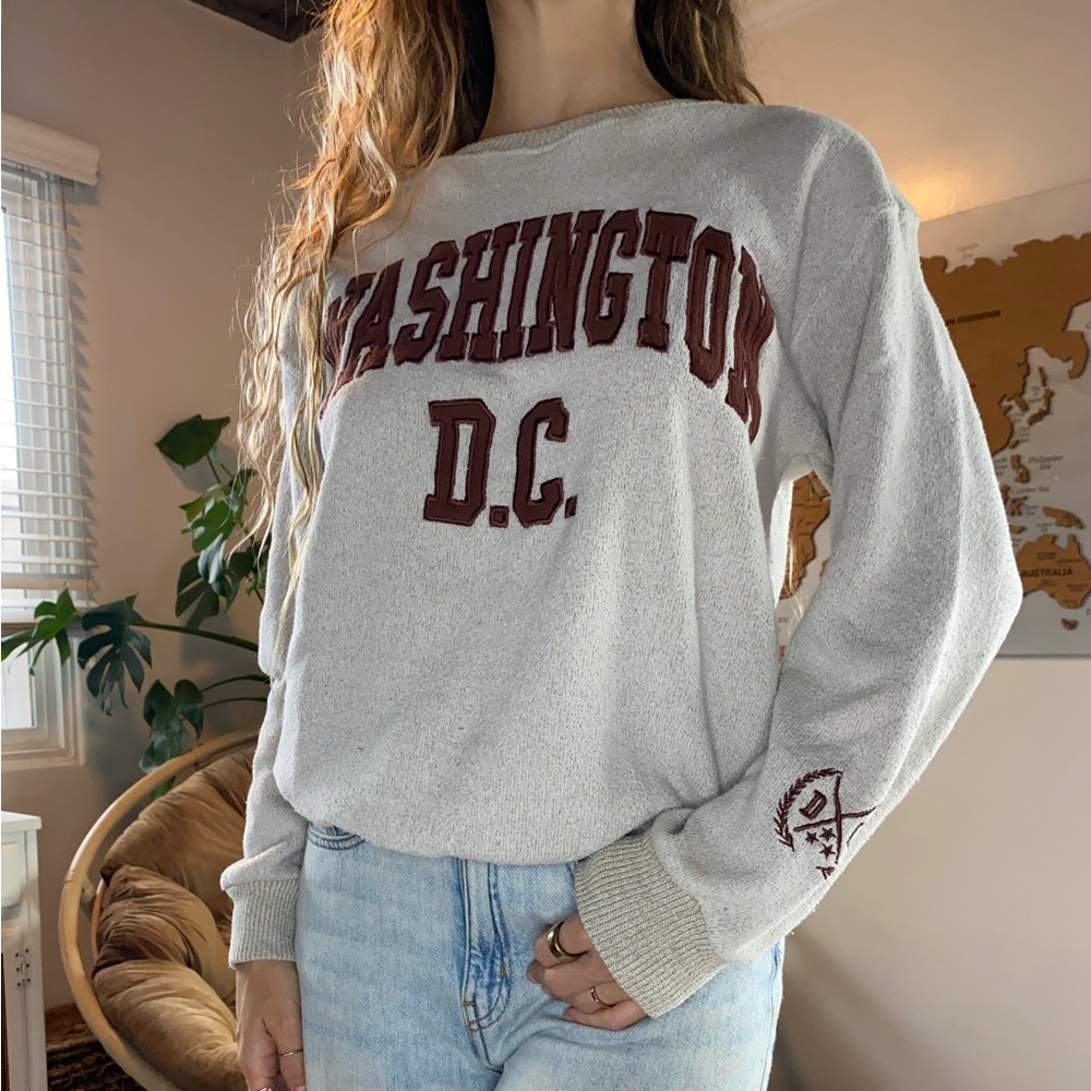 Washington DC Sweatshirt Light Gray with Maroon Lettering
